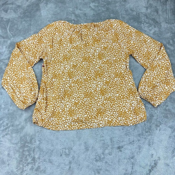 Savanna Jane Yellow Print Embroidered Tassel Boho Blouse Top Women's Small - Picture 4 of 8